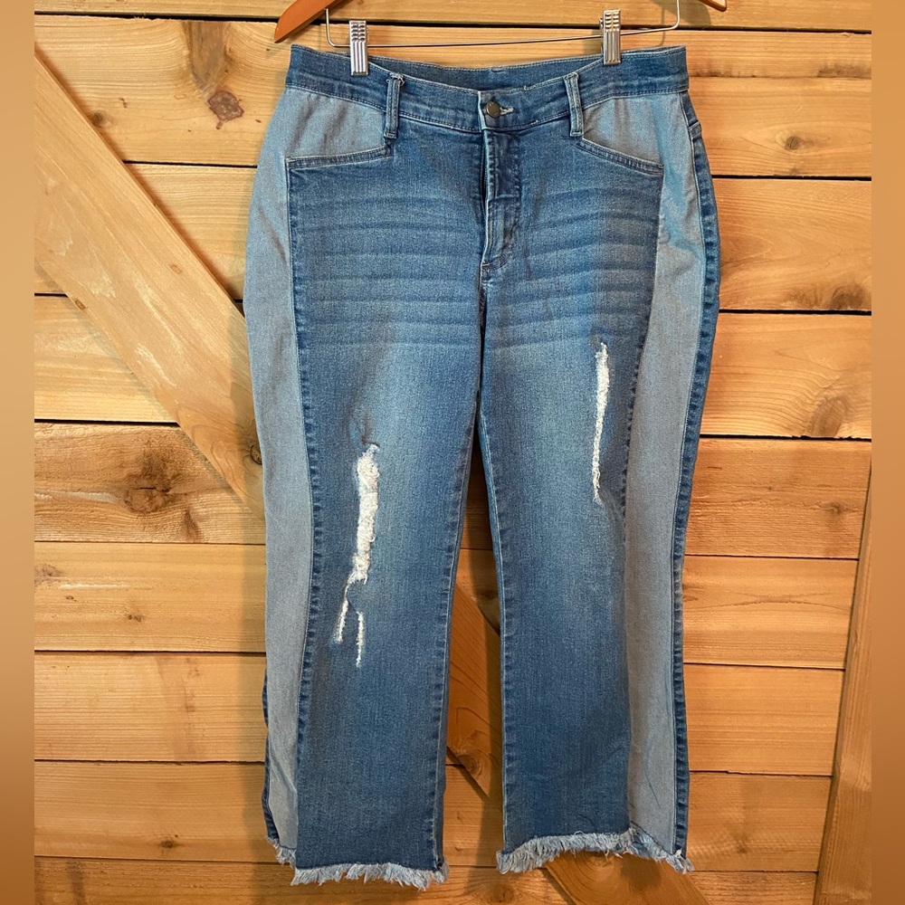 Venus Two Tone Cropped Jeans